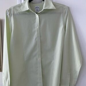 NWOT Brooks Brothers Mint Gingham Fitted Non-Iron Long Sleeves Shirt, Size 10